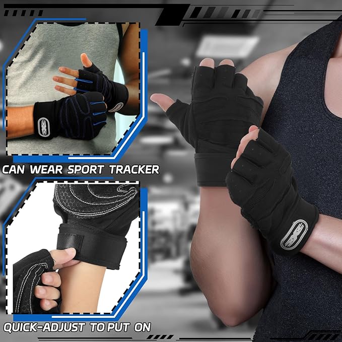 3 Pairs Weight Lifting Gloves for Men Women, Gym Workout Gloves with Full Palm Protection, Breathable Anti-Slip Fitness Glove for Training, Cycling, Pull-ups, Medium