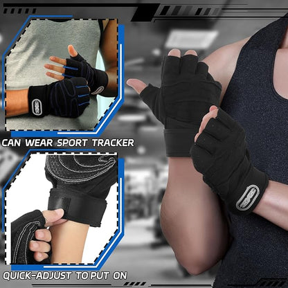 3 Pairs Weight Lifting Gloves for Men Women, Gym Workout Gloves with Full Palm Protection, Breathable Anti-Slip Fitness Glove for Training, Cycling, Pull-ups, Medium