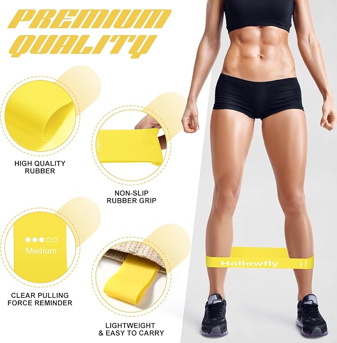 12 Pcs Latex Resistance Loop Exercise Bands for Booty Workout Stretch Exercise Bands Non Slip for Legs Squat Resistance Loop Women Men Starter Butt Hip Thigh Fitness