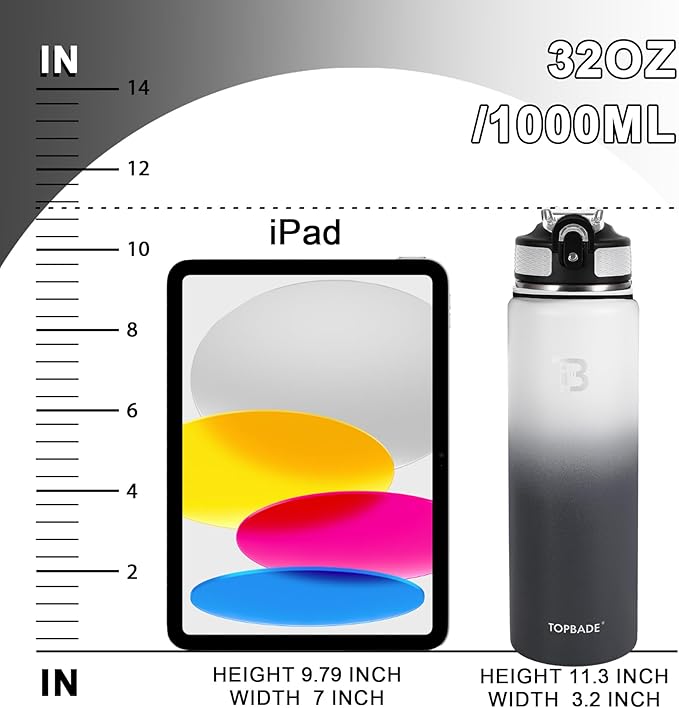 32oz Insulated Water Bottle with Straw Lid & Spout Lid & Paracord Handle, Stainless Steel Water Bottle Wide Mouth, Double Wall for Women Men Gym Fitness Outdoor