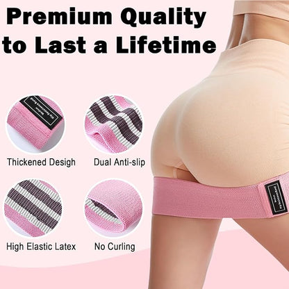 Fabric Resistance Bands for Legs, 3 Levels Non-Slip Exercise Bands for Working Out,Booty Bands for Women & Men, Glute Bands for Home Gym Yoga Pilates Rehab Fitness