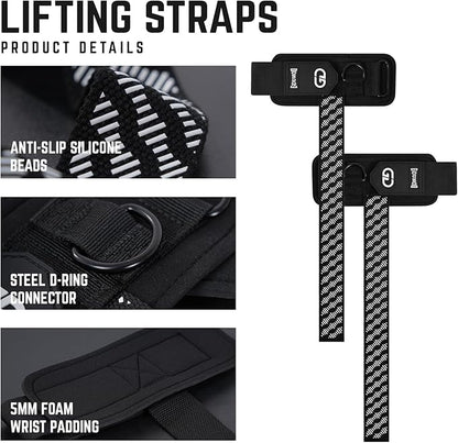 GOUNOD Lifting Wrist Straps with D Ring for Weightlifting & Gym – Heavy Duty Padded Wrist Support for Men & Women – Non-Slip Hand Grip Straps for Deadlifts, Pull Ups, Cable Machines & Bodybuilding