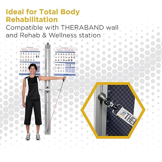 THERABAND Resistance Tubing with Connectors for Wall, Rehab & Wellness Station, Light Level 2, Set of 2, 12-Inch Yellow Tubing for Physical Therapy, Exercise, Rehab, Clinics & Pilates, Latex Tubes