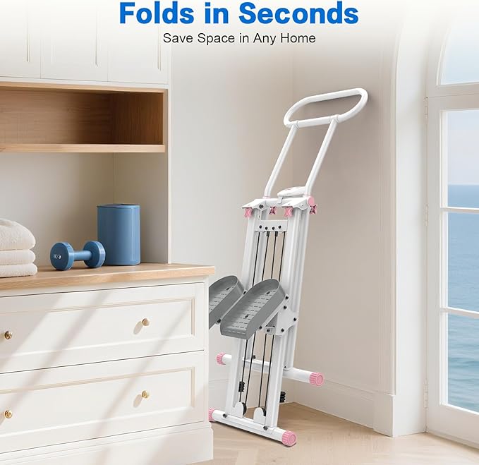 HXD-ERGO Stair Stepper for Home, New Version 6 Adjustable Resistance Vertical Climber Cardio Exercise Machine, Folding Stair Climber for Full Body Workout with Adjustable Handlebar
