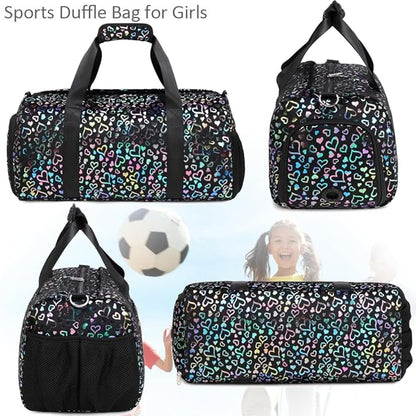 Duffle Bag for Girls Fluffy Dance Bag for Girls Ballet Bag Girls Sports Gym Bag Water Resistant Travel Duffle Bags with Shoes Compartment Wet Pocket