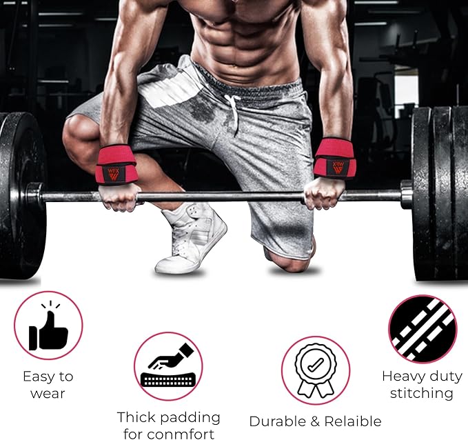 Weight Lifting Straps Padded Figure 8 Wrist Support Gym Wraps Men Women Fitness Bodybuilding Double Loop Workout Heavy Training Powerlifting Dumbbell Squats Pull Up Grip