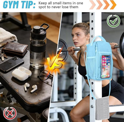 Magnetic Gym Water Bottle Bag with Strong Magnet Holder for Men and Women, Small Carrying Pouch for Phone Keys and Earbuds, Secure Metal Attachment for Gym and Sports Use