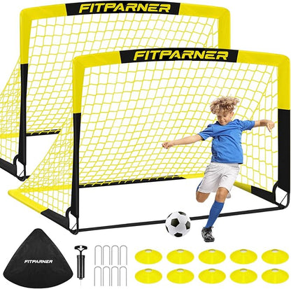 Kids Soccer Goals for Backyard Set - 2 Pack of Portable Pop Up Soccer Nets with Ball,Cones,Complete Training Equipment Kit for Toddler,Youth,Kids Age 3-14,Outdoor Sports Game