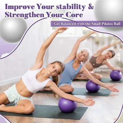 Sotiff 20 Pcs 9 Inch Pilates Ball Bulk Exercise Pilates Ball Mini Yoga Balls Therapy Core for Stability Barre Training Stretching Physical Posture Training Gym Workout with Inflation Tube