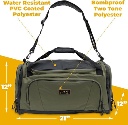 Gold BJJ Jiu Jitsu Duffle Bag - Waterproof Pocket for Sweaty Gi, Rashguard, or Shoes - The Perfect Duffel Bag for Martial Arts Gear, Boxing, MMA, and More