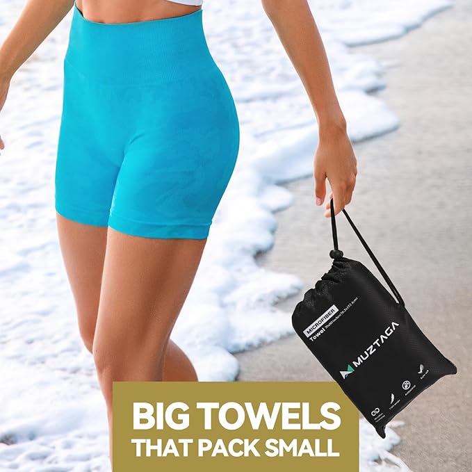Microfiber Towel Large for Beach, Travel, Swimming, Bath, Pool–Quick Dry, Ultra Compact, Sand Free, Lightweight & Super Absorbent(Off White,60x30 in)