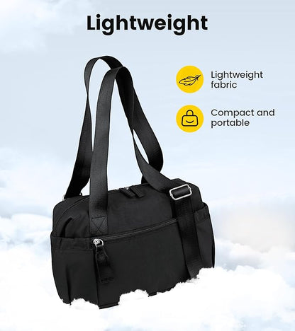 Vorspack Mini Gym Bag for Women - Small Duffle Bag Lightweight Duffel Bag with Wet Pocket Cute Sports Bag for Gym Dance Yoga - Black