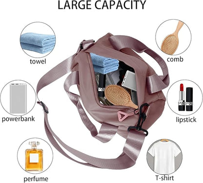 Mini Gym Bag Sport Bag Adjustable Small Duffle Bag Detachable Strap Gym Tote for Women Men Portable Fitness Shoulder Bag for Sports Travel (Pink)