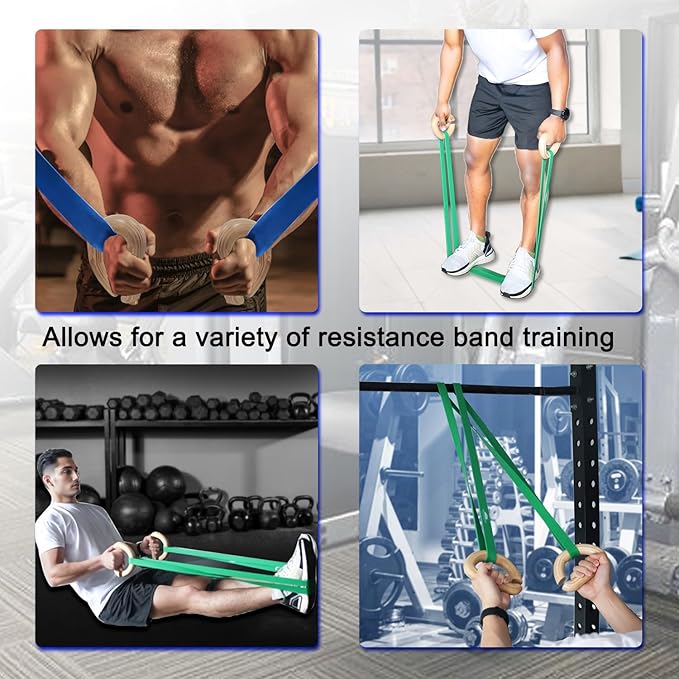 Lights Mountain Wooden Resistance Bands Handles Versatile Exercise Handles with Anti-Slip Grip Tapes for Elastic Band Workouts Home Gym Strength Training and Full-Body Workouts