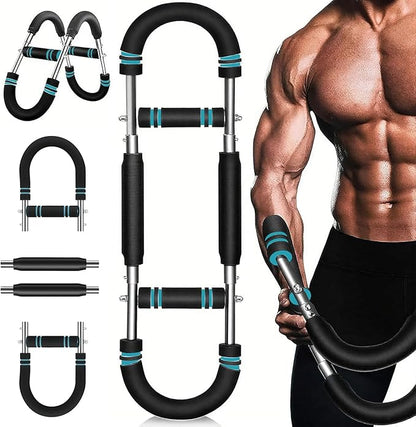 Twister Arm Trainer, 40-100lb Adjustable Chest Workout Equipment, Portable Chest Trainer for Men, Detachable Resistance Power Twister Bar for Home/Travel