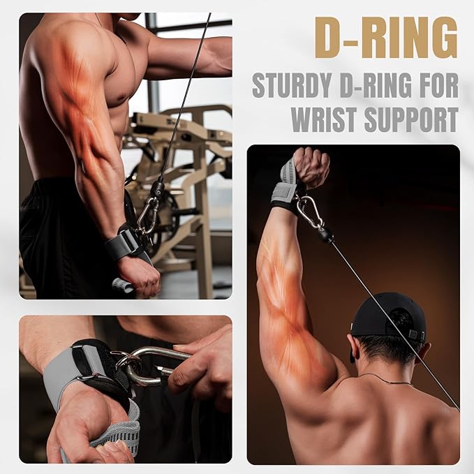 MANUEKLEAR Non-Slip Wrist Straps for Weightlifting Deadlifting, Gym Lifting Straps with D Rings for Cable Machine Workout, 10mm Neoprene Padded Weight lifting Wrist Wraps for Men Women