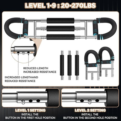 Twister Arm Trainer, 9-Level Adjustable/Non-Adjustable (20-270/20-160Lbs), Non-Foldable/Foldable, with Adjustment Tool & Mechanical Counting Grip, Home Gym Exerciser for Men Women