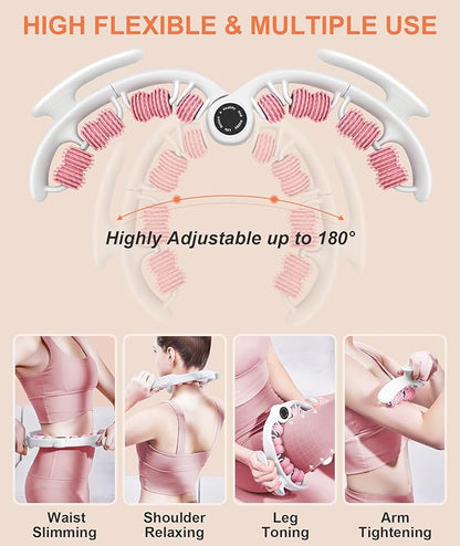 KESHWELL Massage Roller, Cellulite Massage Tool,Cellulite Remover for Legs,Foam Muscle Roller for Deep Relax,Manual Massage Stick with Detachable Rollers for Leg,Neck,Back, Arm,Thigh.Pink