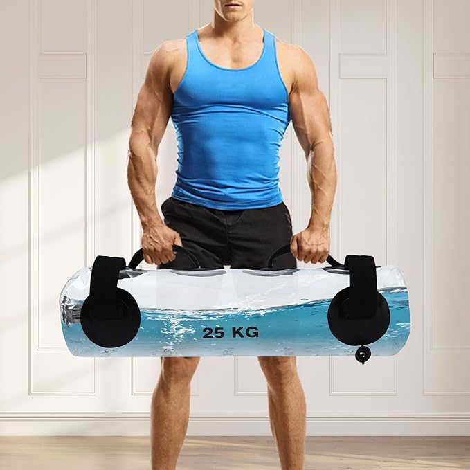 Portable Fitness Aqua Bag - 55lbs Water Weight Training Equipment with Stability Straps, Inflatable PVC for Full-Body Workouts - Ideal for Home & Outdoor Gym Use