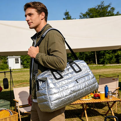 Gym B'ag, Waterproof Fabric, 52x35x22cm, Travel Duffle Holdall With Padded Shoulder Strap, Sports Gym B'ag With Wet Pocket, Spacious Design, For Outdoor, Travel, Workout, Fitness, Swimming, Yoga