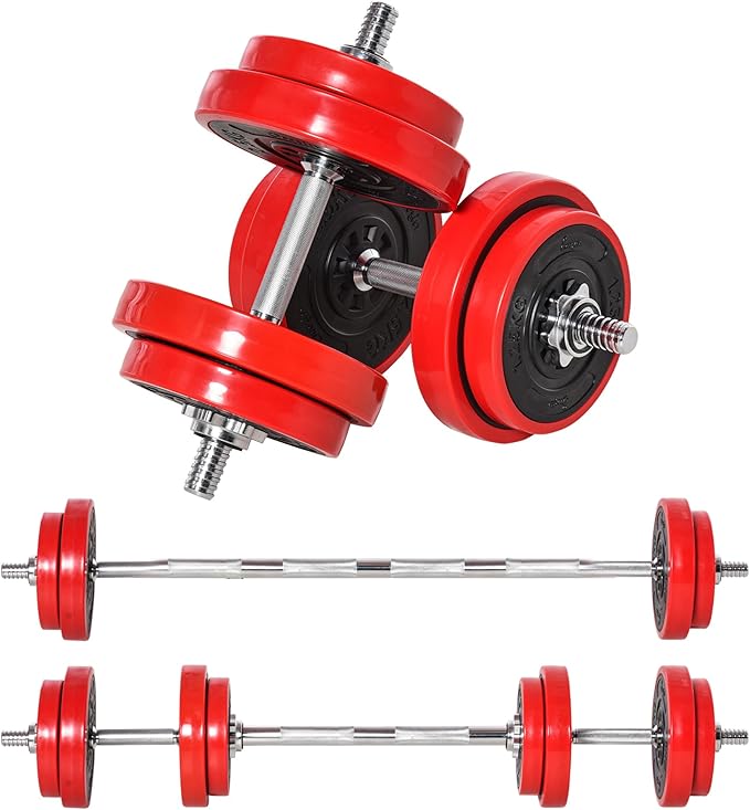 Soozier Adjustable Dumbbell Set, Convertible to Barbell Weight Set for Home Gym Women and Men Weight Lifting Training.