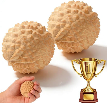 2Pcs Spiky Massage Ball for Labor,Professional Wooden Labor Massage Balls Set for Labor Pain,Pregnancy Essentials for Women (Hand,Foot,Back)