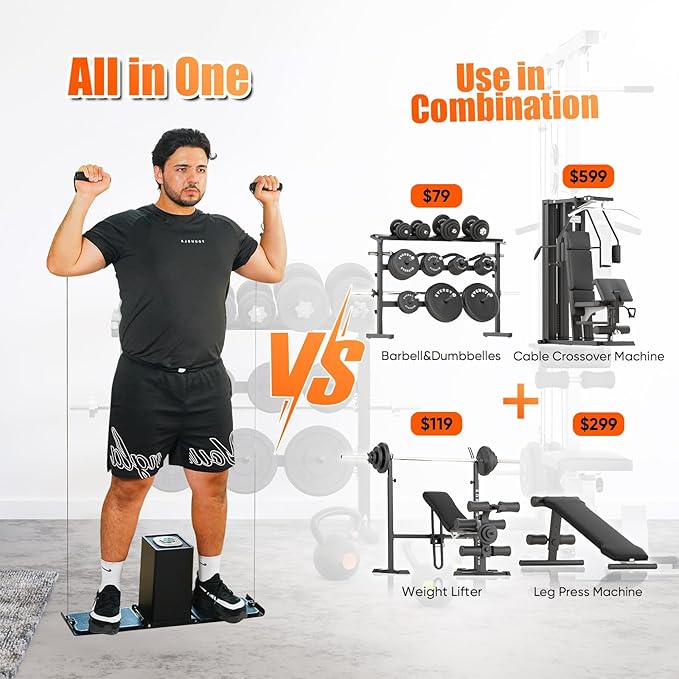 SR3 Pro Gym Equipment for Home, All in One Workout Machine, Fitness Portable&Foldable Small Space Compact Strength Training Cable Machine for Full Body Workouts