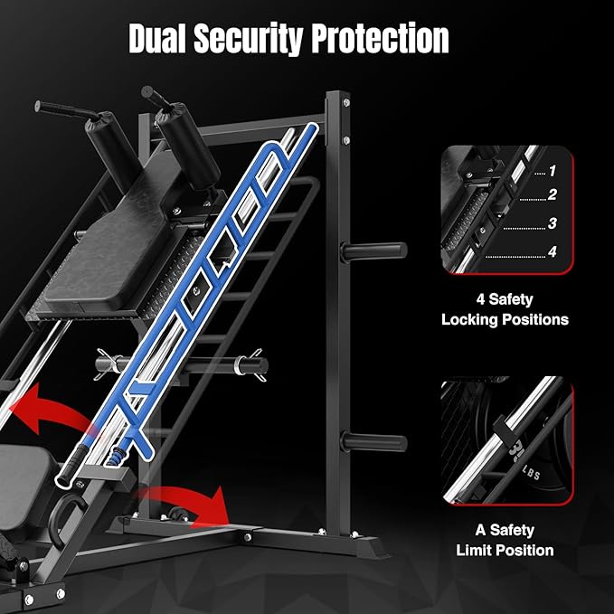 Dripex Leg Press Machine, Leg Press Machines for Home Gym, Professional Leg Press Hack Squat Machine Combo with 4 Weight Plate Storage Holders for Full Lower Body Workout - Weight Plates Not Included