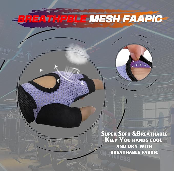 Workout Gloves for Men and Women,Gym Gloves for Weight Lifting with Wrist Support,Exercise,Rock Climbing, Biking,Training,Fitness,Pull up,Fingerless, Breathable and Snug fit