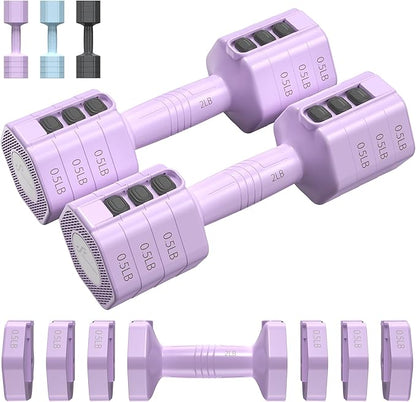 Sportneer Adjustable Dumbbells Hand Weights Set: 4 In 1 Weight Each 2lb 3lb 4lb 5lb Free Weights Dumbbells Set for Women Fast Adjust Dumbbell Set for Men Home Gym Workout Strength Training Exercise