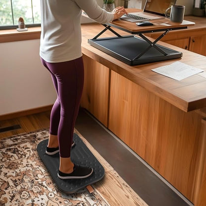 Balance Board For Standing desk, 2-in-1 Dual-Sided Balance Stability Trainer & Anti-Fatigue Standing Mat,Calf Stretcher,Exercise Balance,For Home,Gym,Office