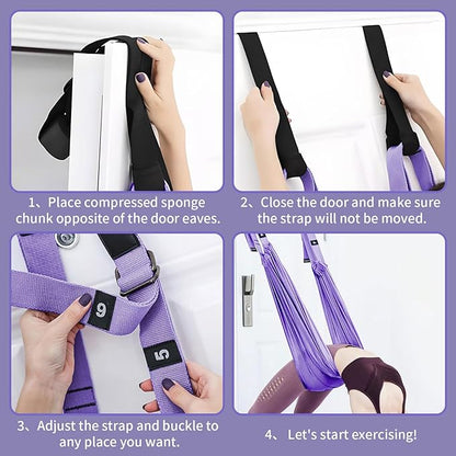 Leg Stretcher Strap Adjustable Fitness Strap Band for Waist Trainer Stretching Door Swing Flexibility Tensile Trainer with Carrying Pouch Back Bend Go Upside-Down for Yoga Practitioner Ballet Dancer Gymnastics Exercises