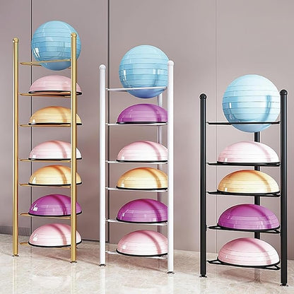 Balance Ball Half Rack 3/5/6/7 Tiers, Iron Half Exercise Balls Holder for Yoga Ball, Home Gym Studios Standing Balls Balance Trainer Shelf
