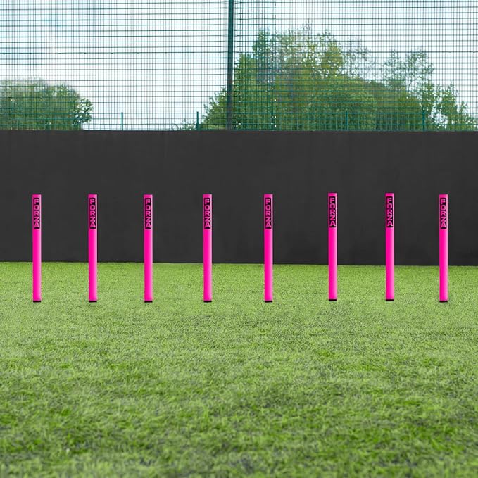 FORZA Slalom Agility Poles | Improve Endurance, Speed & Footwork | Color, Size & Rubber Base Options Available [8 Pack]