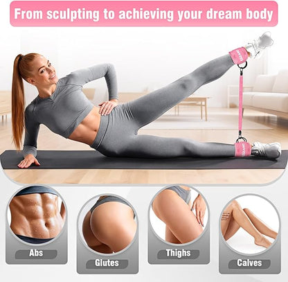 Glute Workout Equipment, Leg & Hip Exercise Equipment for Women, Resistance Bands with Ankle Straps & Exercise Board for Home Gym Fitness, Kickbacks, Hip Thrusts, Lower Body Training