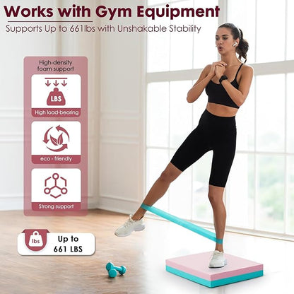 Balance Pad- High-Density Foam Cushion Mat for Yoga, Exercise & Fitness, Non-Slip Stability Trainer for Core Workouts, Thick Foam Balance Board (16x13x2.4 Inches)