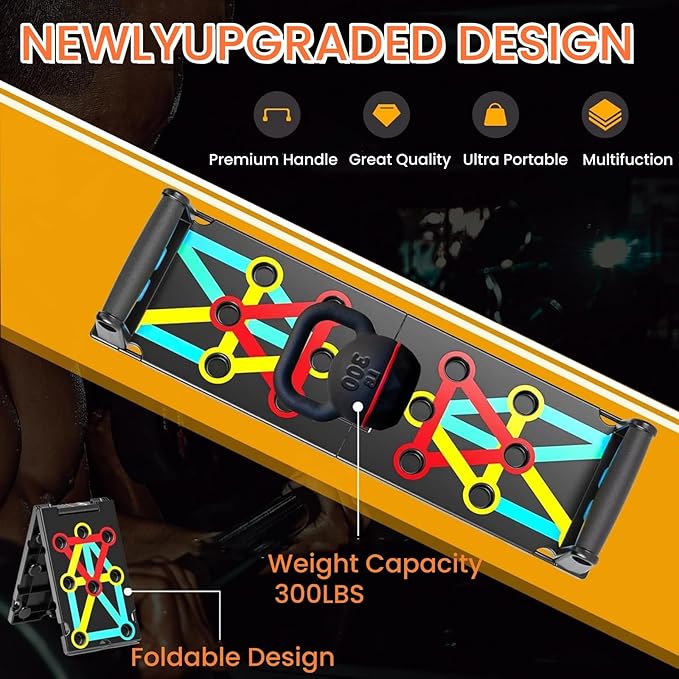 NAYSAYE Push-Up Board, Multi Functional Pilates Board with 4 Color, Push-Up Board Portable with Handle for Muscle Building, Home Fitness,12 Holes, 30 Holes
