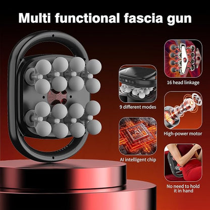 New 16 Head Massage Gun Set, Muscle Relaxation Massage Suitablefor Back Leg and Foot Muscle Relaxation, Deep Tissue Massage Gun,Portable 30-SpeedSettings, (with 16 Gray Massage Heads)