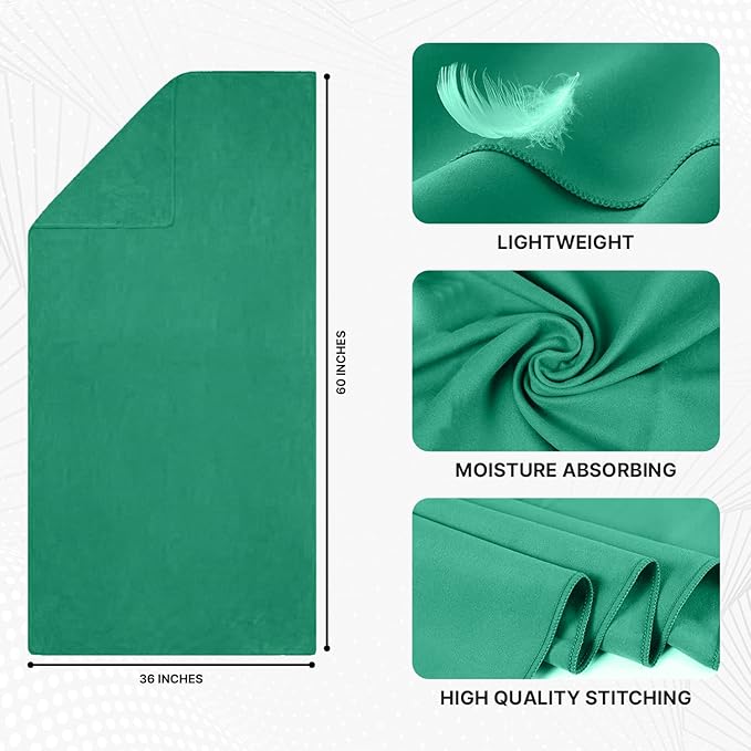 Wet Work XL(60”x36”) Thin Microfiber Towel, Lightweight, Super Absorbent, Quick Dry, Ultra-soft, Lint Free Bath Towels, Compact, Perfect for Beach, Yoga, Pool, Bath Towels Large, Beach Towel Oversized