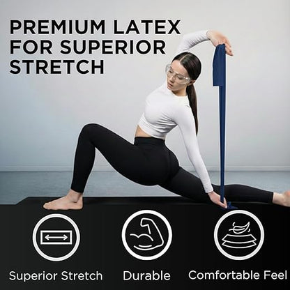 THERABAND Resistance Bands Set, Advanced Kit, Blue, Black, Latex Elastic Bands for Exercise & Physical Therapy, Strength Training for Upper & Lower Body Fitness