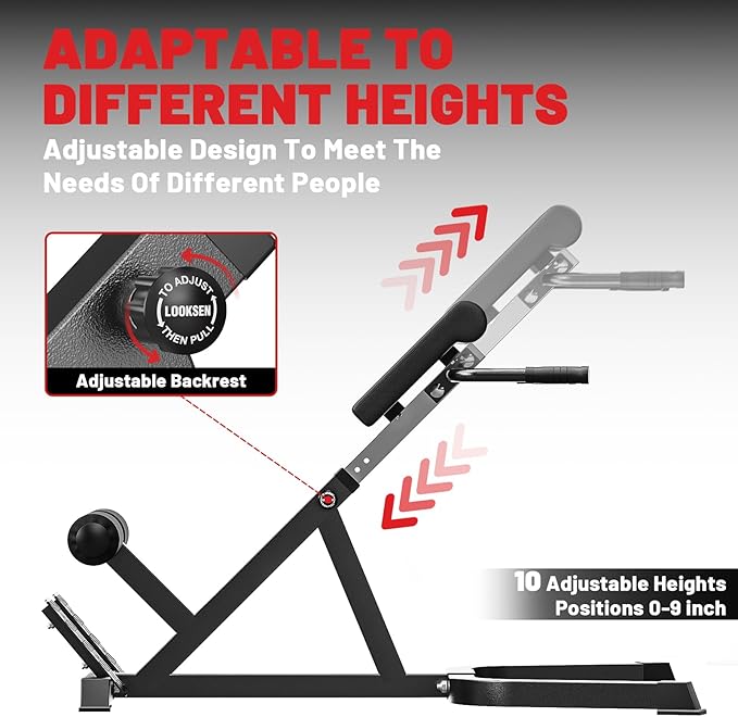 PAPABABE Roman Chair Back Extension Bench Machine, Hyperextension Bench with Durable High-Density Foam, Multi-Functional Bench for Full All-in-One Body Workout