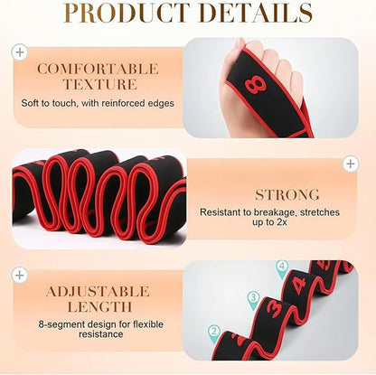 3 Sets Fitness Resistance Band for Stretching and Yoga, Number Stretch Resistance Band with Clear Markings, 8-Section Elastic Training Bands for Yoga