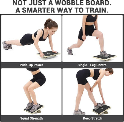 Sportneer 2-in-1 Balance Board – Adjustable Wobble & Slant Board for Core Strength, Stretching, Rehab, Standing Desk, Home Gym Workout
