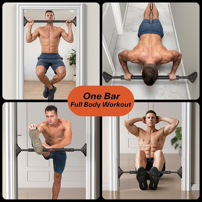 Sportneer Pull Up Bar: Strength Training Chin up Bar No Screws - Adjustable 29.5''-37''(75-94cm) Width Locking Mechanism Pull up Bar for Doorway - Max Load 440lbs for Home Gym Upper Body Workout, Non-slip