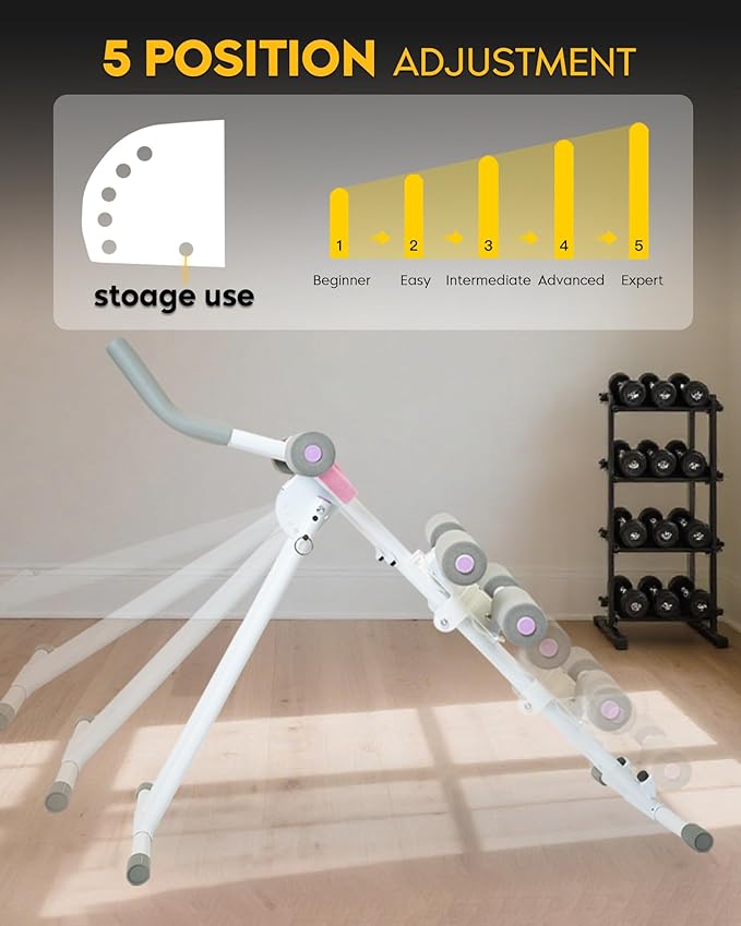Ab Machine Abdominal Stomach Workout: Adjustable Ab Trainer Machine Ab Cruncher Core Strength Training Equipment for Home Gym Foldable for Women and Men