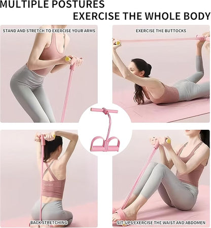 Multifunction Tension Rope - 6-Tube Elastic Pedal Resistance Band with Handle for Abdomen/Waist/Arm/Leg Stretching Slimming Training