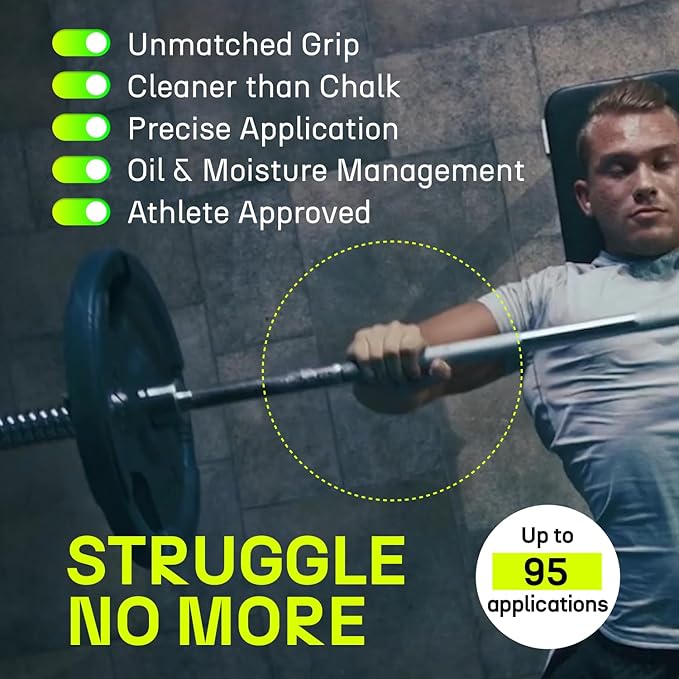 Chalkless Grip Enhancer - Premium Liquid Chalk Alternative & Less Mess Hand Chalk for Weightlifting, Powerlifting, Yoga, Gaming, Climbing, and More, Non-Toxic Long-Lasting & Reliable