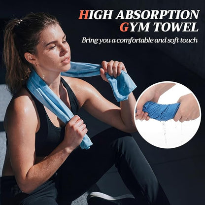 6 Pack Microfiber Gym Towels 31.5"x15.7" Quick Dry Highly Absorbing Sweat Workout Towel for Women Men Microfiber Yoga Sweat Rag for Fitness, Sports, Swimming, Tennis, Camping, 6 Colors