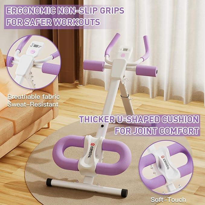 CRYSTAL FIT Ab Machine, Ab Workout Equipment Abdominal Trainer, Adjustable Abdominal Exercise Machine at Home Gym for Stomach Workout with LCD Monitor