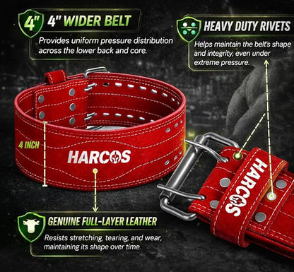 Harcos USPA/IPL Competition Approved 8mm Leather Weightlifting Belt for Men and Women - Heavy Duty Gym Belt for Lifting, Squats, Deadlifts, Powerlifting, Back Support IPF for Fitness Workout